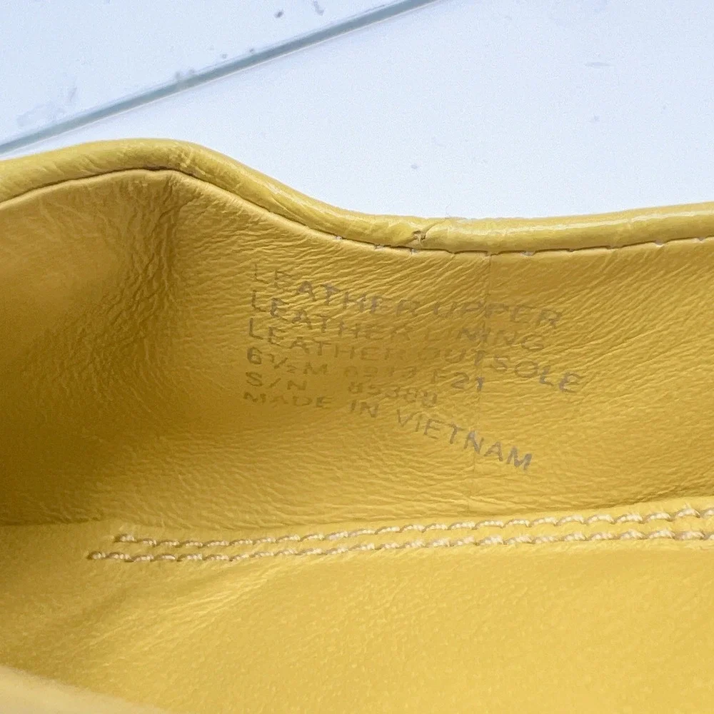 Tory Burch Georgia Women's Ballet Flats Square Toe Logo Yellow Leather US 6.5